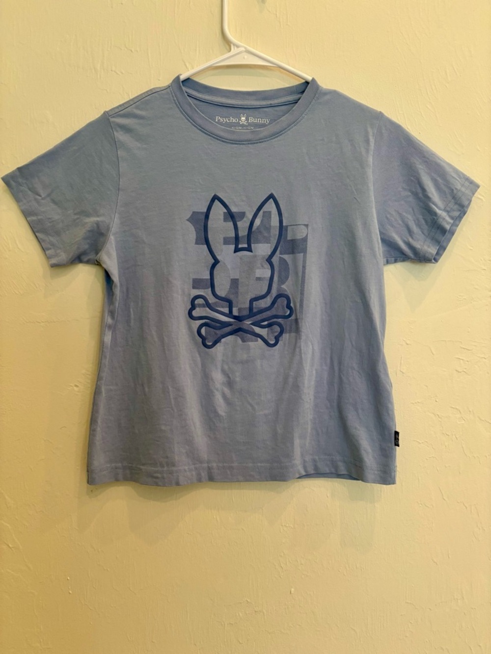 Psycho Bunny Kids‎ Graphic T Shirt Cotton Blue Bunny Skull Logo Size 10-12